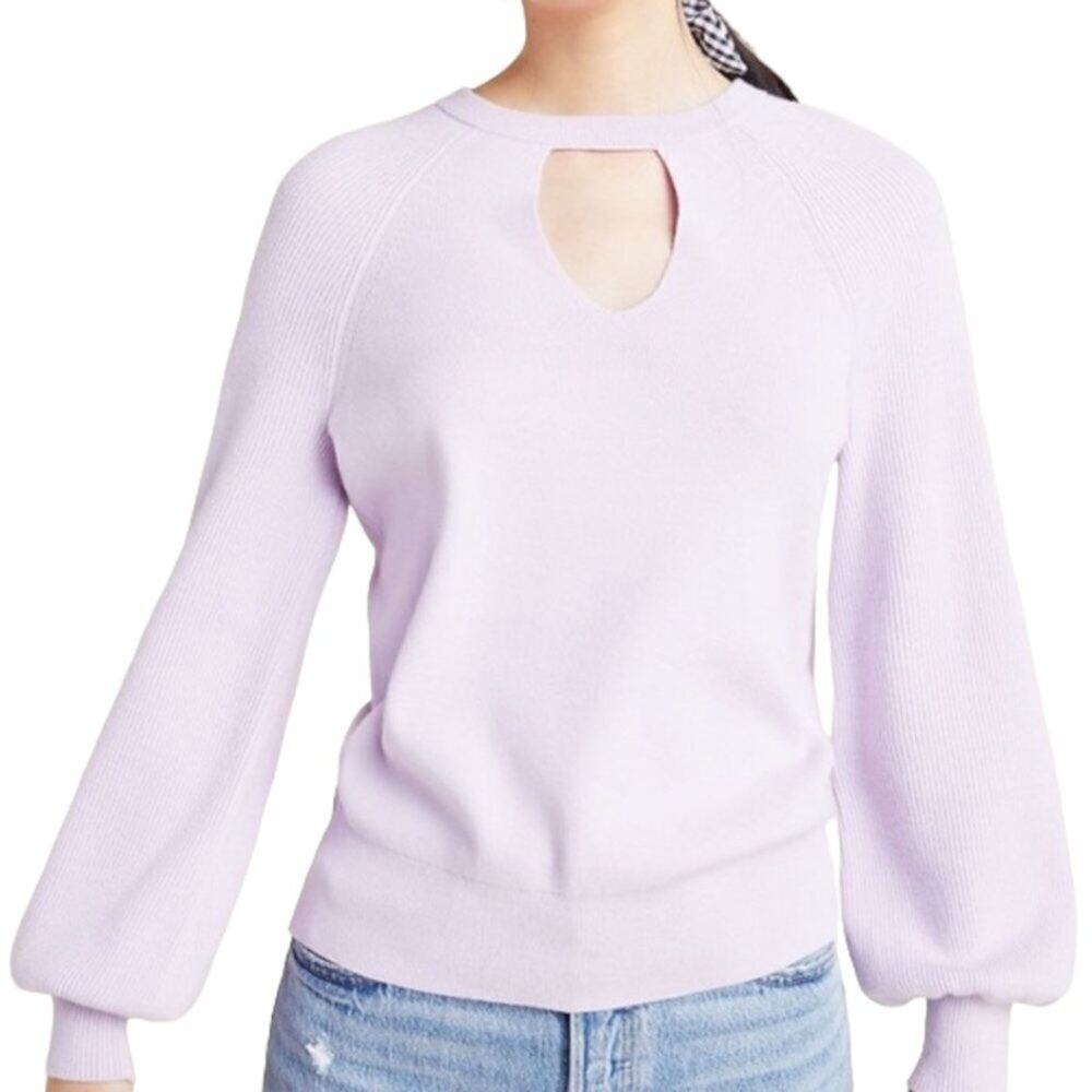 Anthropologie Women's Purple Bishop Sleeve Mary Knit Pullover Sweater Size S